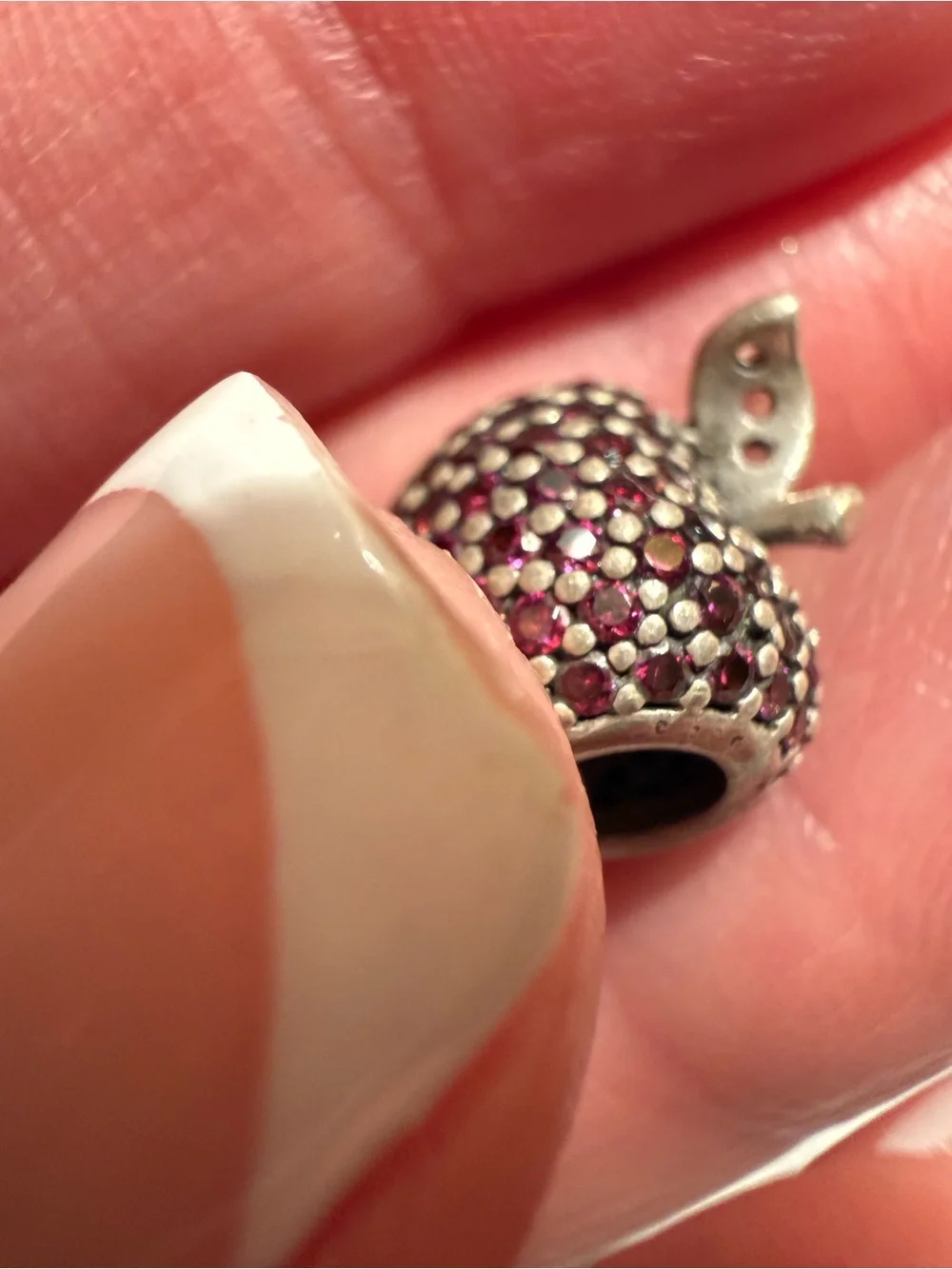 Pandora Silver-Tone Ruby Red Pave Apple charm